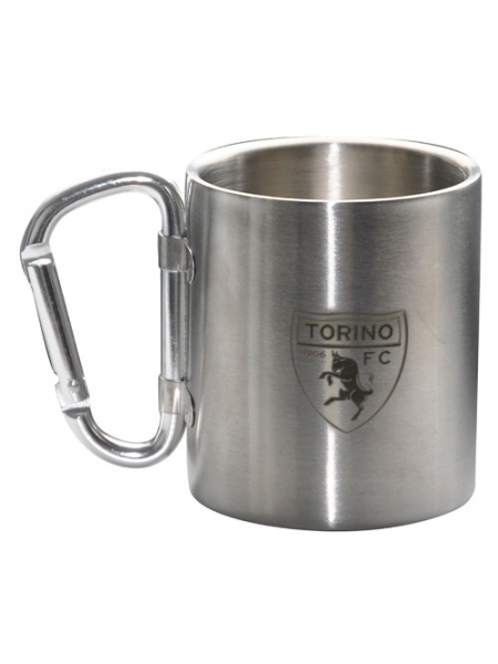 Tazza mug in acciaio con moschettone e logo ufficiciale TORINO FC